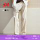 H&M男裝休閑褲2025秋季新款休閑寬松直筒運動(dòng)亞麻混紡長(cháng)褲1253401 奶油色 L 175/96