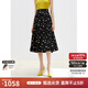 朗姿2025年春季新款復(fù)古波點(diǎn)印花半身裙女法式垂感高腰A字垂感裙 黑色2 L