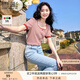香影條紋t恤女短袖2025夏裝新款顯瘦寬松正肩泡泡袖紅色方領上衣 紅色 X832123  M