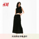 H&M女裝2025夏季新款流蘇邊中長(zhǎng)半身裙1289926 深棕色 S 160/68