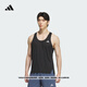 adidas速干簡約跑步運動背心男女夏季新款阿迪達斯官方KH3756   黑色/深銀灰   S