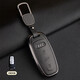泉創(chuàng  )輕奢奧迪羊皮汽車(chē)鑰匙套適用a6l/q7q8全包a4l/a8l高檔男殼扣q5la3 深幽黑【方扣】法國山羊皮