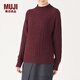 無(wú)印良品 MUJI 女式 阿蘭圖案 高領(lǐng)毛衣 長(zhǎng)袖針織衫女款冬季W(wǎng)9AA874 深紫紅色 L (165/88A)