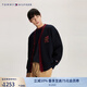 TOMMY HILFIGER男女情侶混紡刺繡寬松鑲邊V領(lǐng)紅色開(kāi)衫外套毛衣34196 藏青色DW5 L （推薦：150-165斤）