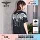 BOY LONDON【白羽入夜】春夏情侶款潮牌朋克時尚紫外線光變短袖T恤N01914 黑印藍 （天空藍色光變印花） M