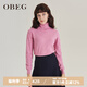 OBEG歐碧倩新年冬復(fù)古提花高領(lǐng)毛衣女針織衫內(nèi)搭修身10404042 粉紅 L /170/40