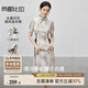 尚都比拉新中式國風(fēng)連衣裙女夏款收腰顯瘦印花裙優(yōu)雅中長(cháng)裙 漢玉色 M
