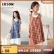 LUSON陳大豬童裝女童連衣裙2025新款洋氣法式格子裙兒童夏季裙子