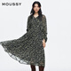 moussy 【劉亦菲同款】南法度假風(fēng)碎花浪漫優(yōu)雅連衣裙028ISX33-3711 020黑色 S