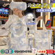 HGIRXV扎染書(shū)包女高顏值初高中學(xué)生大容量雙肩包小學(xué)生3-6年級護脊背包 藍色【書(shū)包+補習包+筆袋】三件套 贈云朵掛件*2