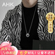 AHK潮流雙環(huán)字母項鏈男女時(shí)尚鈦鋼嘻哈吊墜七夕情人節禮物送男朋友 鏈條加固升級款+雙環(huán)字母項鏈