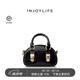 INJOYLIFE鎖扣饅頭包黑金千金風高級感復古單肩斜挎包小手提包貝殼包 黑色