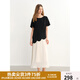 獨束（DUSHU）大碼女裝撞色拼接假兩件連衣裙2025夏季新品設(shè)計感減齡氣質(zhì)裙 赫本黑（短袖） 2XL （尺碼：4）