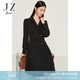 玖姿（JUZUI）西裝領(lǐng)連衣裙女裝秋款職業(yè)通勤OL風(fēng)泡泡袖雪紡裙子 素黑 S