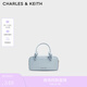 CHARLES&KEITH奶油色柔軟手提斜挎波士頓包生日禮物七夕禮物CK2-30271574 Sea Salt Blue海鹽色 S