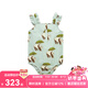 Milkbarn2025春夏新品嬰兒吊帶包屁衣女寶寶哈衣爬服嬰幼兒衣服 熊貓綠 90cm (18-24月-參考身高80-90cm)