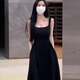FOX.G新品連衣裙黑色裙子女衣服女裝夏季2025新款吊帶裙純欲長裙穿搭 黑色吊帶收腰連衣裙 L 【建議115-130斤】