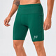 王后衛緊身跑步五分褲男女款馬拉松壓縮短褲帶腰包速干運動(dòng)訓練褲放手機 綠色-男款 M 【男120-140斤  女110-120斤】