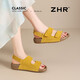 ZHR反絨牛皮涼鞋女夏季復(fù)古透氣勃肯鞋女軟底搭扣女鞋 IL02 黃色37