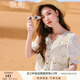 香影（xiangying）波西米亞民族風(fēng)上衣女夏季2025新款鉤花鏤空v領(lǐng)薄款短袖開衫 米色 S