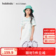 巴拉巴拉【miiiiichan IP】女童裙子兒童背帶裙2025夏牛仔假兩件 白色調(diào)00311 170