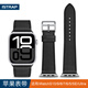 istrap蘋果手表表帶真皮愛馬仕同款牛皮適用apple watch表帶S10/9/8/7/6/5/SE男女士iWatch ultra2手表帶 黑色黑線丨銀色配件 44/45/46MM表盤【適用Wat