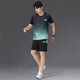 李寧（LI-NING）運動(dòng)套裝男士夏季新款速干休閑時(shí)尚戶(hù)外健身跑步五分褲兩件套 黑綠 2XL_建議140-160斤