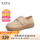 他她（TATA）一腳蹬真皮單鞋女鞋休閑運動風(fēng)牛津鞋春季新款7A424AM5 杏色 34