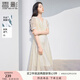 香影法式白色v領(lǐng)連衣裙女2025夏季新款收腰氣質(zhì)海邊泡泡袖仙女裙 米白 M 160/84A/95-110斤
