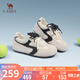 駱駝（CAMEL）松包德訓鞋女活力革網(wǎng)撞色拼接休閑板鞋 L25A245022 米/黑  37 