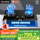 Haotaitai燃氣灶具5.2KW天然氣臺嵌入式防干燒九腔孔猛火燃氣煤氣雙灶媽媽安全灶2419-S-TJ 【天然氣】