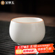 金鑲玉茶杯主人杯 茶具白陶瓷汝窯可養(yǎng)開(kāi)片送禮品物盒  白汝羅漢杯