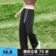 三福休閑褲2025夏季破骨分割設(shè)計寬松長褲休閑褲子女裝495770 黑色 S