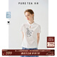 茶·愫【涼感冰皮】puretea茶愫中式立領(lǐng)繡花T恤女水滴襟上衣2025夏新款 暮白 S