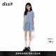 DZZIT地素連衣裙2025夏季新款復古深藍格子拼接小翻領(lǐng)短裙女3J2O4383T 深藍色（連衣裙) S