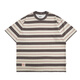 MIDUPDATE 2025夏季新款粗橫條紋花圓領(lǐng)口袋匹基礎短袖T恤男 杏色 * M