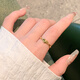 花有心柿愛心鏈條鈦鋼戒指女款小眾設(shè)計(jì)感素圈戒指女輕奢高級(jí)感尾戒指環(huán) 金色愛心鏈條戒指-鈦鋼 5號(hào)（建議70-85斤選）