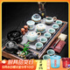 瓷牌茗茶具 功夫茶具套裝流水茶盤(pán)茶臺陶瓷茶壺茶杯全自動(dòng)燒水器教師節禮物 哥窯竹韻大套裝+禪靜流水茶盤(pán)