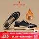 夢(mèng)特嬌（MONTAGUT）男鞋2025冬季新款加絨保暖休閑鞋男輕便軟底百搭運(yùn)動(dòng)鞋防臭棉鞋男 黑棕（加絨保暖） 41