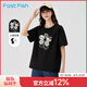 快魚女士可愛印花T恤2025夏季新款棉質(zhì)親膚透氣清新休閑舒適短袖 黑色85T5005 L