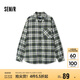 森馬（Semir）長袖襯衫男純棉法蘭絨格子外套秋季情侶裝寬松上衣101524105207