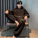 貓人MiiOW珊瑚絨男士睡衣冬季加厚加絨保暖青少年2025新款家居服套裝秋冬款 【套頭連帽絨】2612男黑色 XL