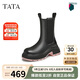 他她（TATA）厚底切爾西靴女款休閑筒靴短靴子WJZ02DZ4 黑(鞋底粉)36