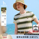 HAZZYS哈吉斯女裝 夏季款女士寬松條紋圓領(lǐng)T恤衫女ASTSE0BBE58 卡其色KK M (160/84A 38)