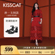 KISSCAT接吻貓孫一文同款【云感】25夏方頭粗跟時(shí)裝涼鞋黑色一字帶涼鞋 黑色 37