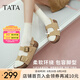 他她（TATA）勃肯鞋女棕色2025夏季新款厚底沙灘涼鞋女運(yùn)動(dòng)涼鞋 杏色（涼鞋款） 36