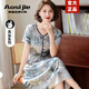 奧絲婕（Aosijie）高端品牌真絲連衣裙女2025夏季新款氣質(zhì)國風(fēng)顯瘦桑蠶絲碎花中長裙 竹葉印花 XL【適合105-115斤】