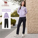 駱駝（CAMEL）立領(lǐng)長(zhǎng)袖運(yùn)動(dòng)服女裝休閑衛(wèi)衣兩件套裝 C24CARLG644 華芙紫/黑 XL