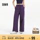 森馬（Semir）休閑褲女吸濕速干格子闊腿褲2025夏季撞色長褲運動風109325127006