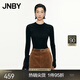 JNBY/江南布衣秋冬美麗諾羊毛針織衫女圓領撞色拼接毛衣5O0312880 095/黑褐色組合 M